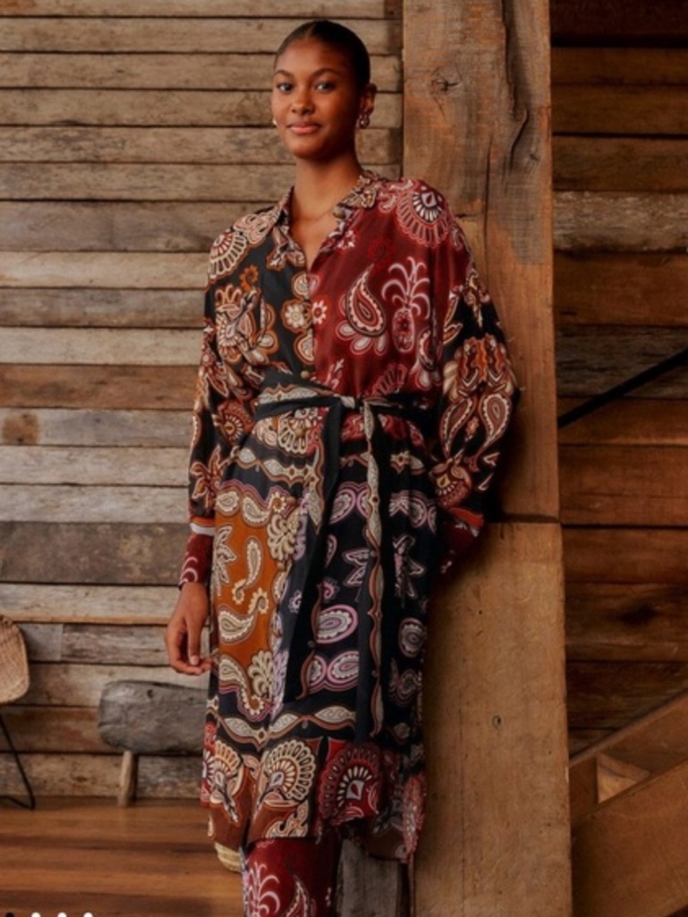 Farm Rio Black Sweet Mermaids Maxi Shirt Dress - S